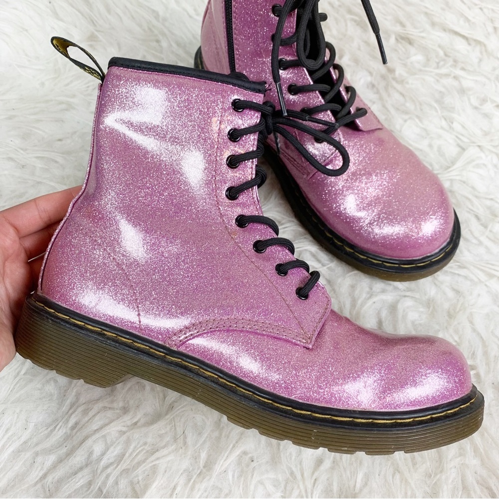 Dr. Martens Pink Glitter Ankle Boots